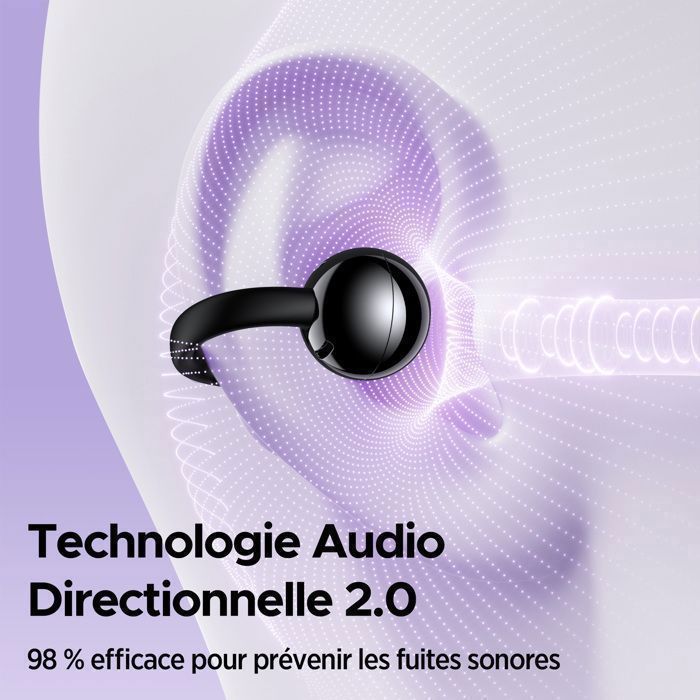 Auricolari wireless DJOIN con clip, Bluetooth 5.4, auricolari aperti con touchscreen multifunzionale, impermeabili IPX7, 4GHz, stereo HiFi, 60 ore di riproduzione.