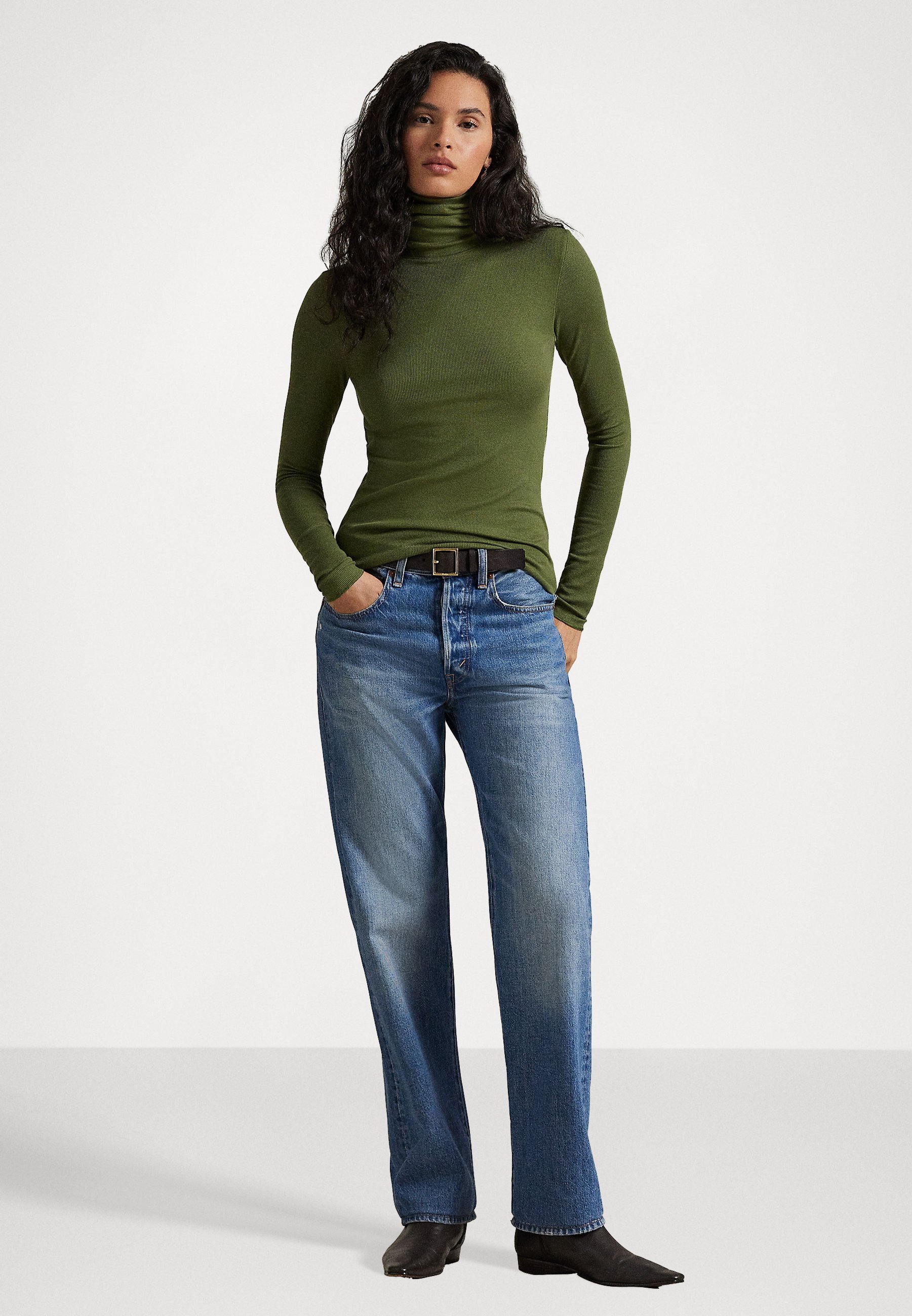 Pull Polo Ralph Lauren STRETCH BLEND à col roulé - olive