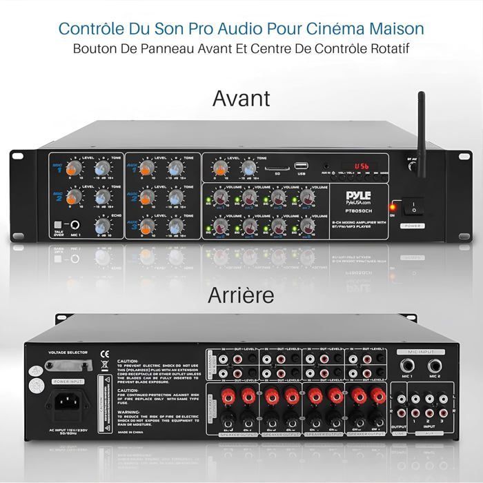 Pyle 4000W 8-Kanal Multi-Zone Rack-Bluetooth-Verstärker für Heimkino & Karaoke