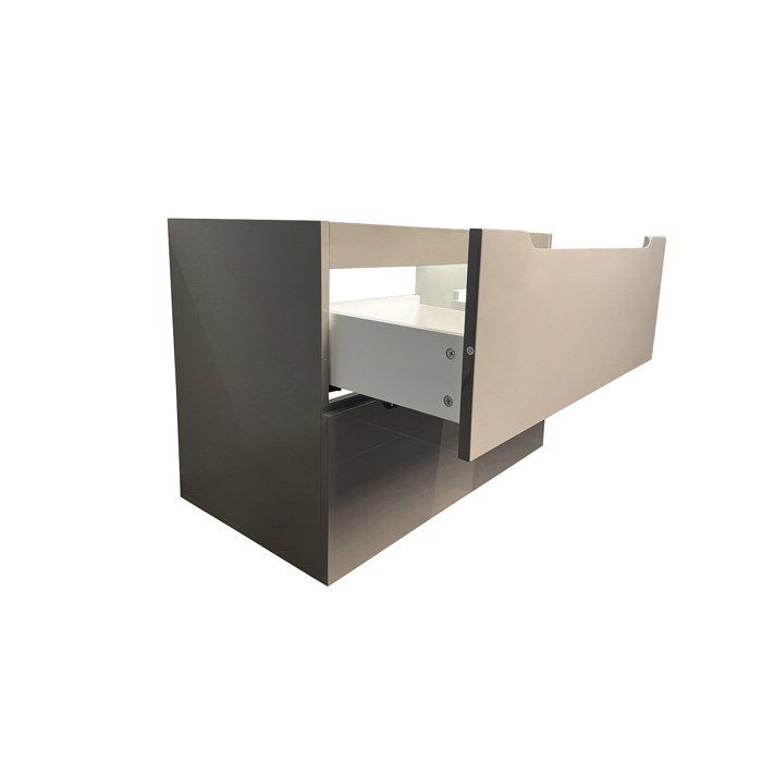 Wall-hung single sink vanity unit with column - Taupe - 80 cm - STEFANIE