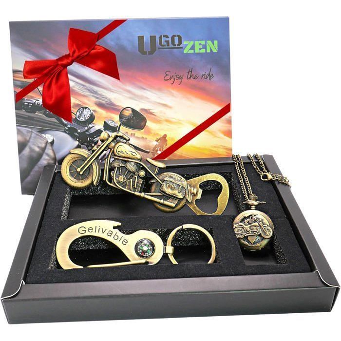 Ouvre Bouteille Décapsuleur - UGOZEN - Moto - Coffret Cadeau - Noir - 1 pièce - Design Contemporain