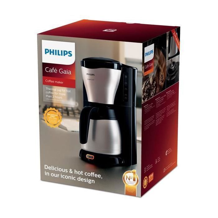 Cafetire  filtre Philips HD754620 - 1,2L, 15 tasses, jauge thermique, arrt automatique - Mtal noir
