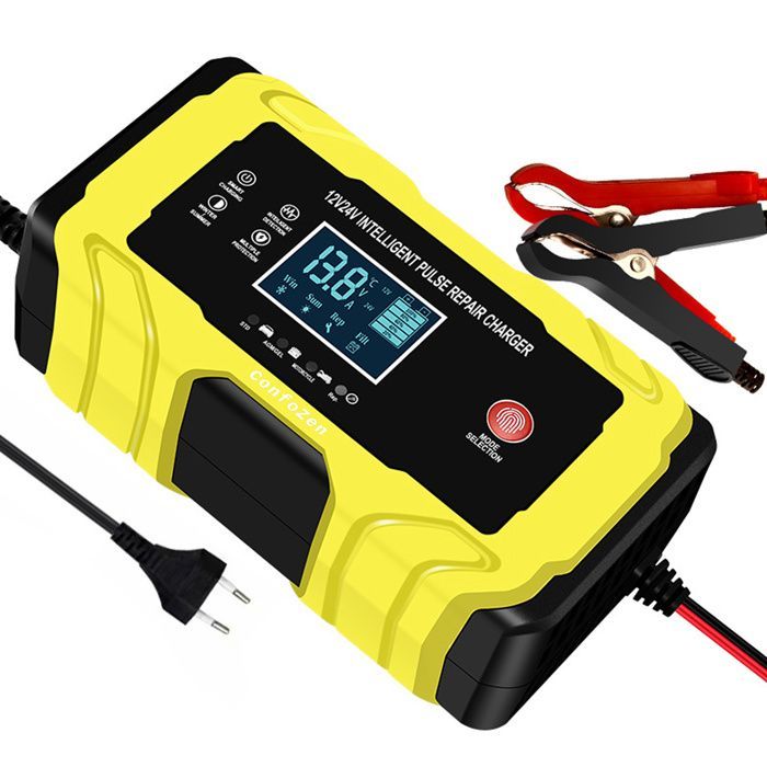 Cargador de batería inteligente de 12 V y 10 A, cargador de batería para coche con pantalla táctil LCD, protección múltiple para coche y motocicleta.