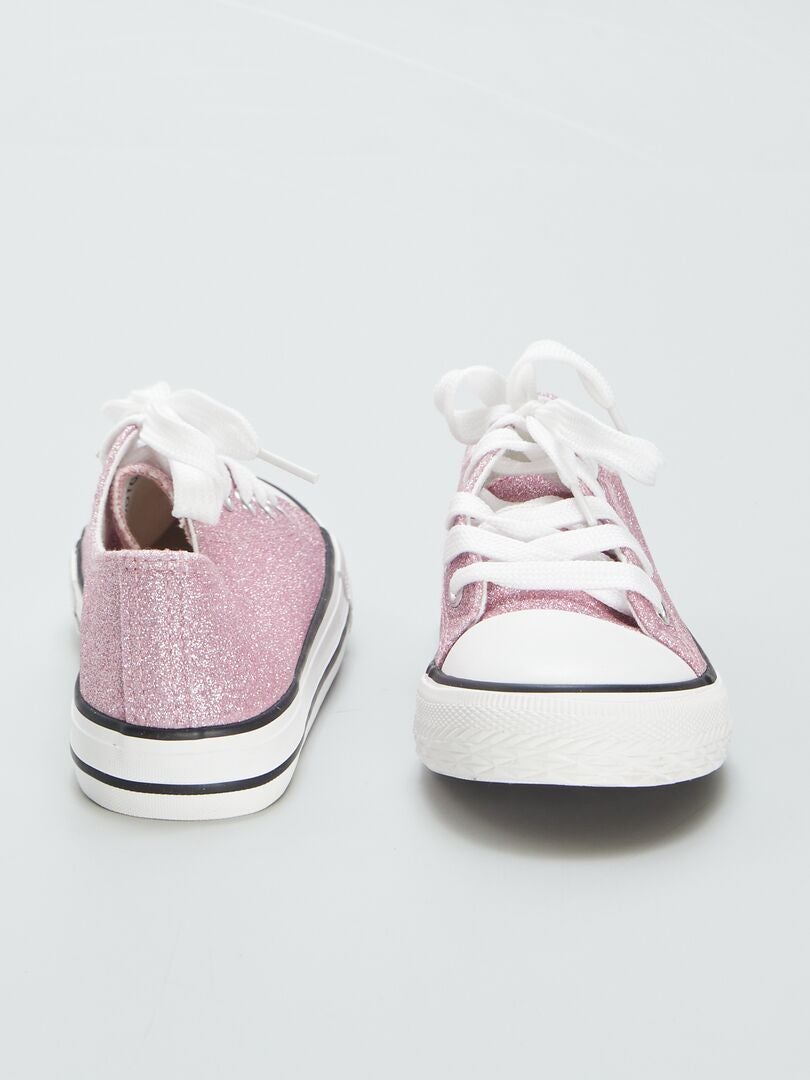 Zapatillas bajas de lona con lentejuelas - ROSA