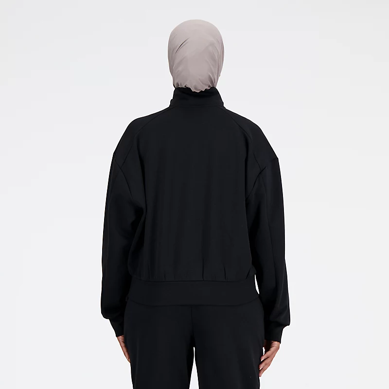 Moletom feminino Femme Tech Knit com zíper grande - PRETO