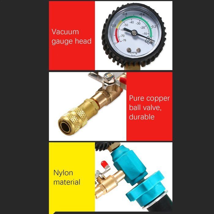 Kit di riempimento del liquido di raffreddamento - 1 pezzo - Strumento di spurgo del radiatore a vuoto - Adatto per auto - Rosso Cuneary