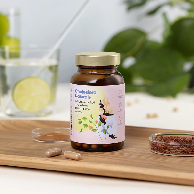 Cápsulas do suplemento alimentar Health Labs Care Cholesterol Natural+ para manter níveis saudáveis de colesterol.