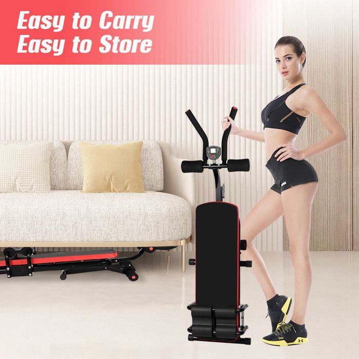 Entrenador abdominal plegable - Banco abdominal ajustable - 3 posiciones de inclinación - Pantalla LCD - Soporta hasta 150 kg - Equipo de fitness familiar