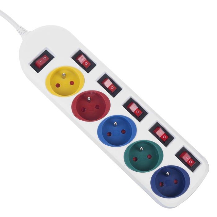 Bloc multiprises - Maclean - MCE204 M/W - 5 prises - Protection enfant - 1,5m câble