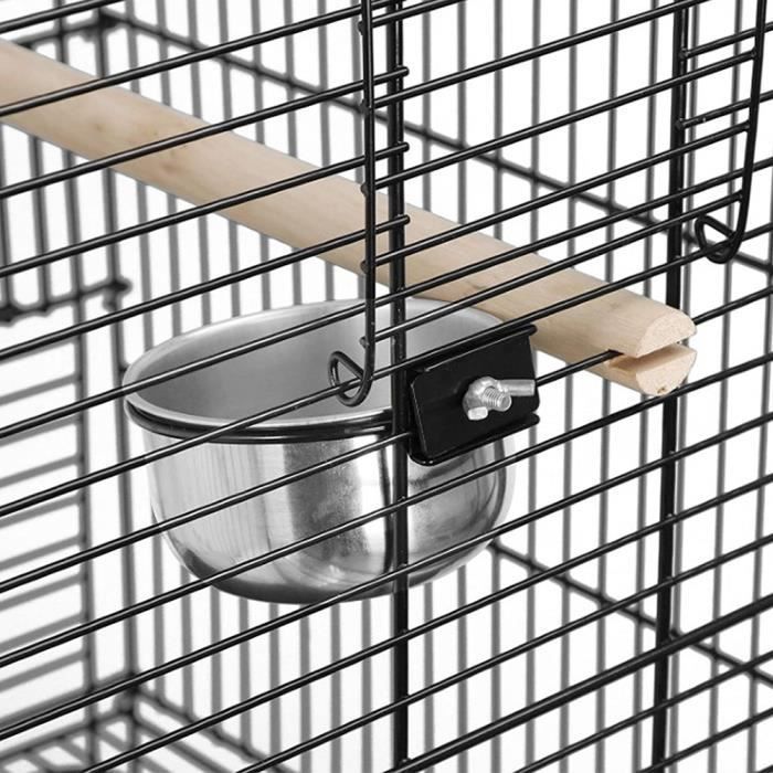 Cage Oiseaux  59 x 59 x 150cm - 2 mangeoires - 2 perchoirs bois - pour Volière de Perroquet Canaries Perruche Canaris