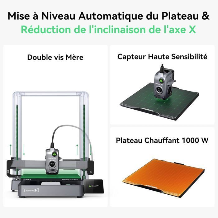 Creality Hi 3D-Drucker, max. Druckgeschwindigkeit 500 mm/s, 260 x 260 x 300 mm, automatische Nivellierung, Anti-Stau-Funktion, Kamera- und Filamenterkennung, vormontiert, für Einsteiger