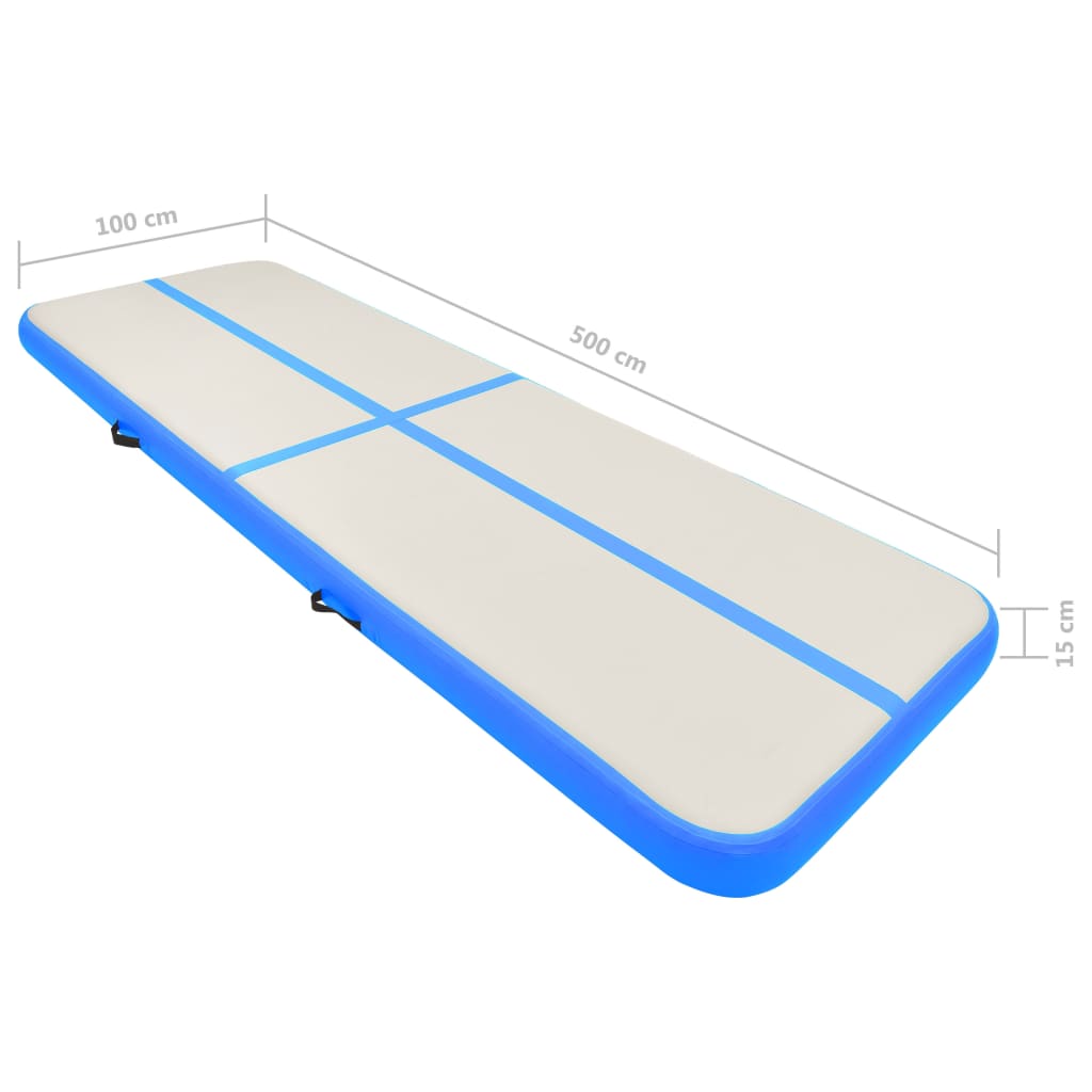 Vidaxl Napuhavajuća gimnastička strunjača s pumpom 500x100x15 cm