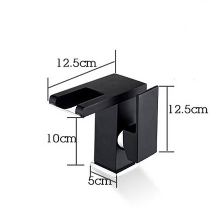 Black LED Waterfall Basin Tap - Bathroom Faucet - Low Chrome Black Basin Mixer Tap - Vintage Faucet