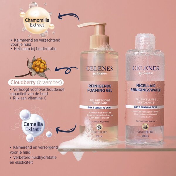 Celenes By Sweden čistilni penasti gel<br>250 ml - Suha in občutljiva koža