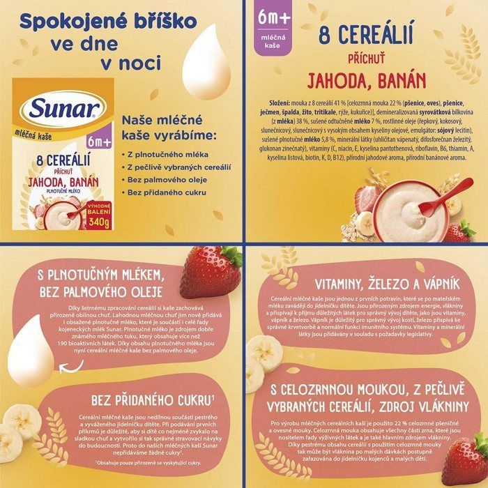 Sunar-maitopuuro XXL sekoitusmakuja 6m, 6×340 g