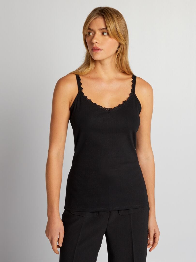 Camisola com alças finas - preta