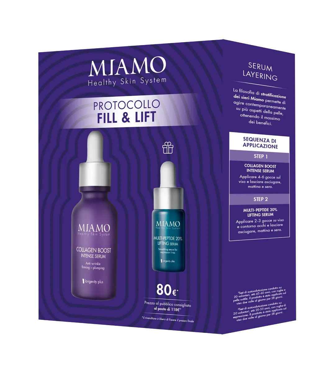 MIAMO Miamo Fill & Lift Set: 1 collageen anti-rimpel toner 30 ml + 1 multipeptide 10 ml