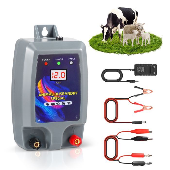 Electrificador de cercas 12V Pro 10KM, Ganado, Animales grandes, Granja, Control de seguridad, Pastos, Resistencia