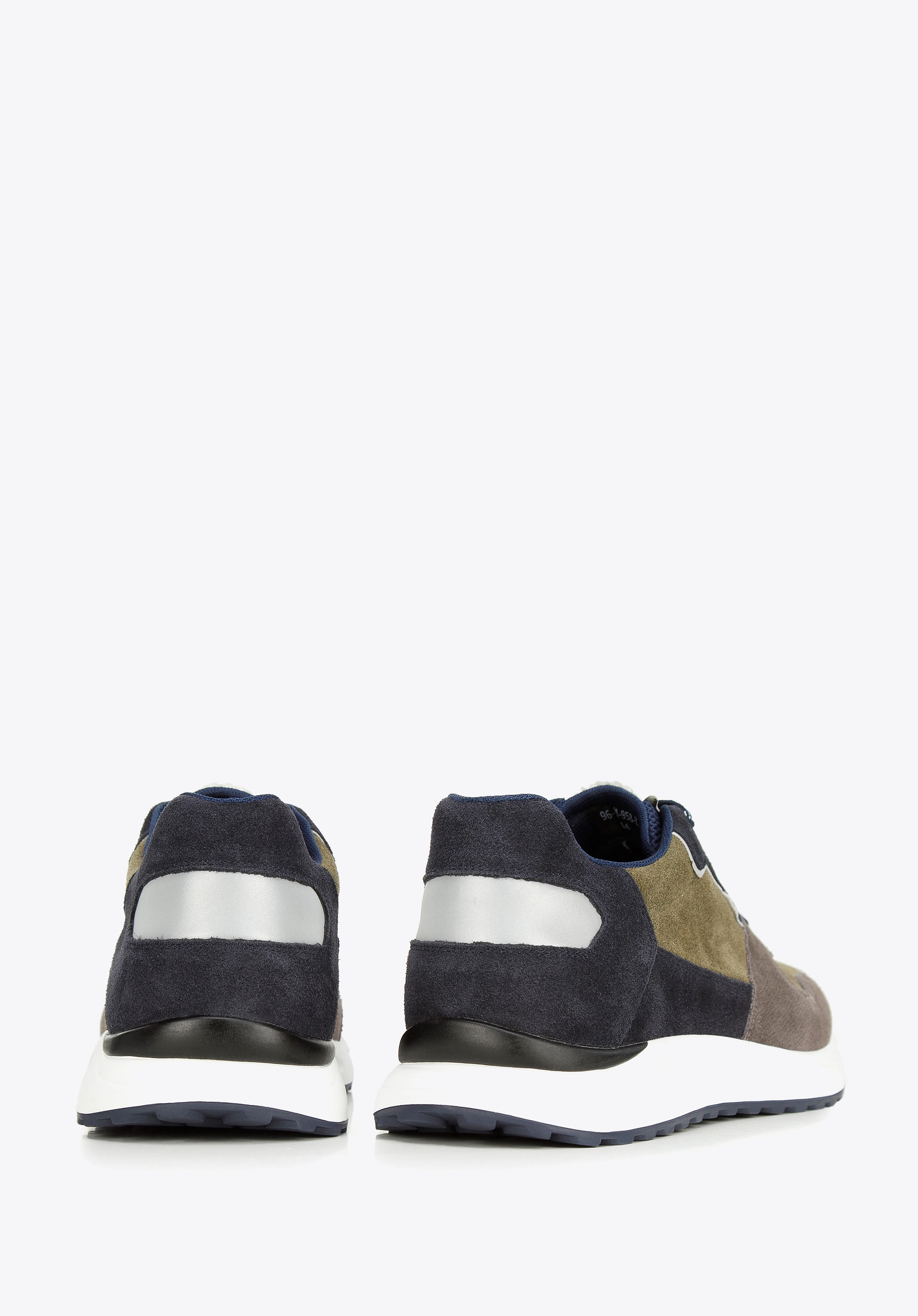 Męskie sneakersy z odblaskową wstawką zielono-szare