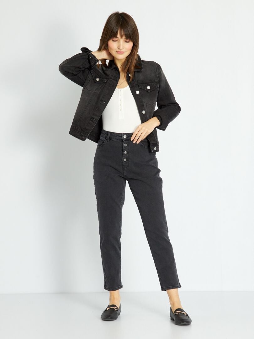 Calça jeans Mom de cintura super alta - L32 - PRETA