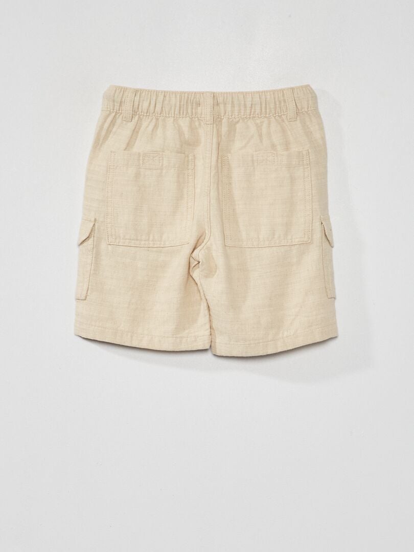 Effen bermudashorts van linnen - BEIGE