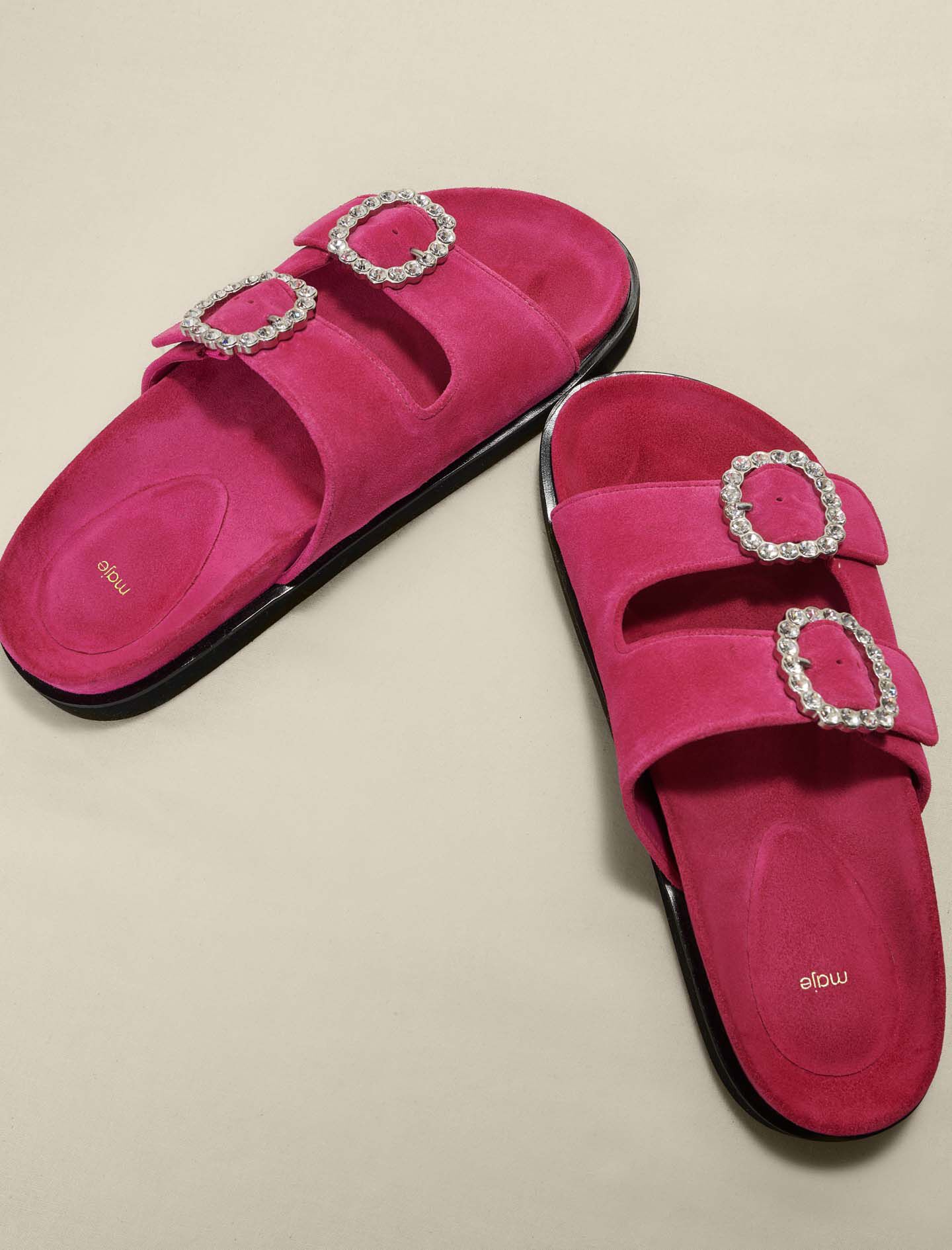 Platformsandalen met strasssteentjes - Roze fuchsia