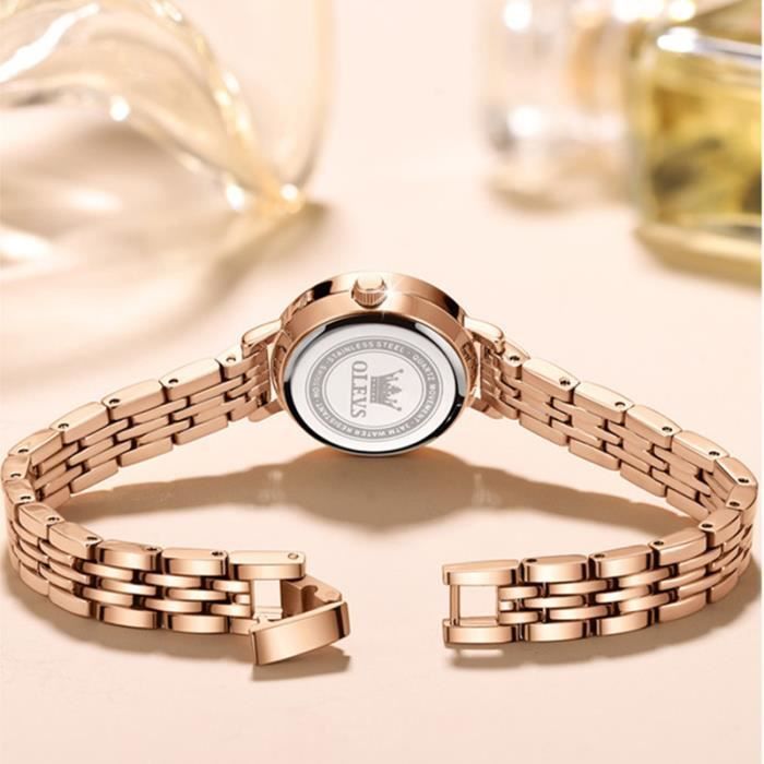 Orologio da donna di lusso con diamanti, elegante movimento al quarzo, impermeabile, bracciale in acciaio color oro rosa - Gioielli da donna - Regalo per donna