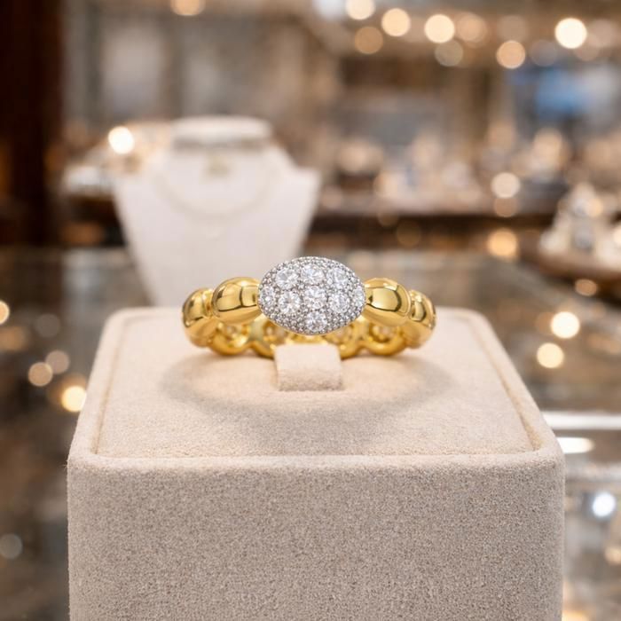 Bague Femme en Plaqué Or 18K – Anneau Élégant Serti d'Oxydes de Zirconium Étincelants –Idée Cadeau Romantique, Anniversaire, Noël