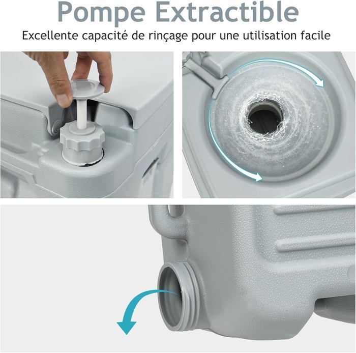 Vaso sanitário portátil para camping GYMAX 20L, com tanque removível, leve e portátil, com alça ergonômica (cinza)