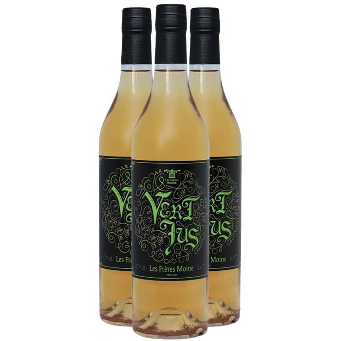 Les Frères Moine Vert Juice - Verjus - Weißwein aus Südwestfrankreich (3 x 70cl) Alkoholfrei