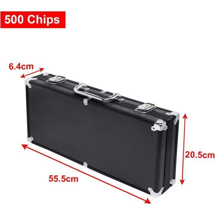 Malette professionnelle de Poker 500 jetons laser - NAIZY - Coffret en aluminium noir