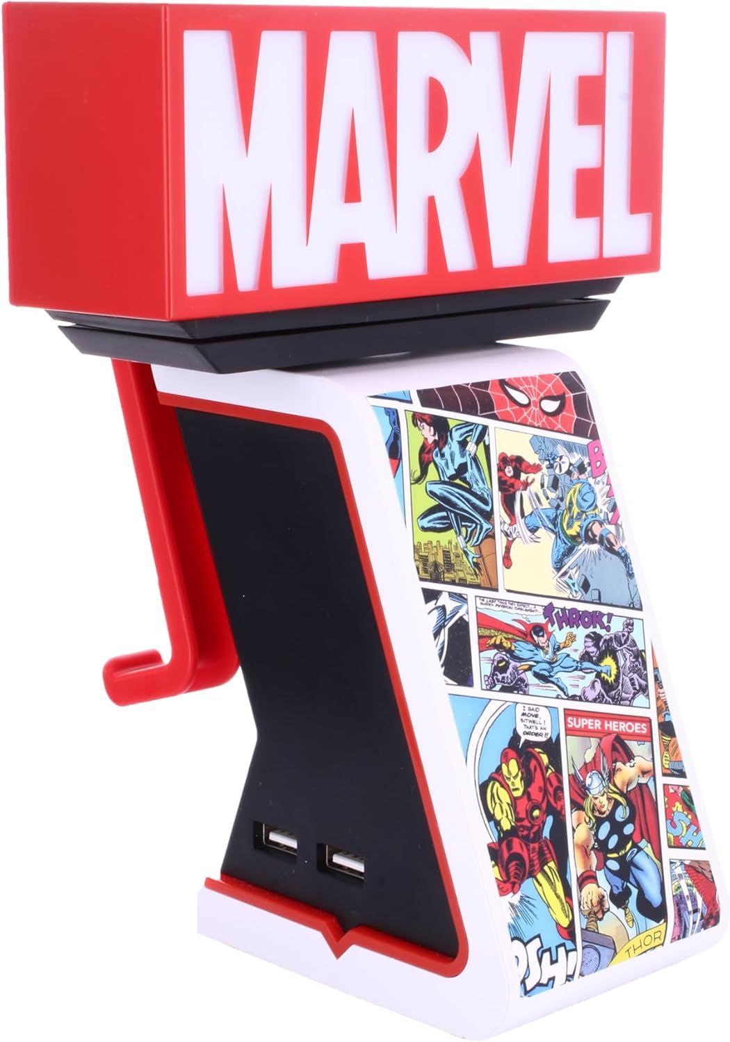 Marvel Ikon Light Logo Figur – EXQUISITE GAMING – Cable Guys – Halterung für Kopfhörer, Smartphone oder kleines Zubehör – 25 cm