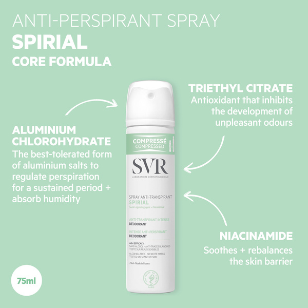 SVR SPIRIAL 48 órás préselt izzadásgátló dezodor, 75ml