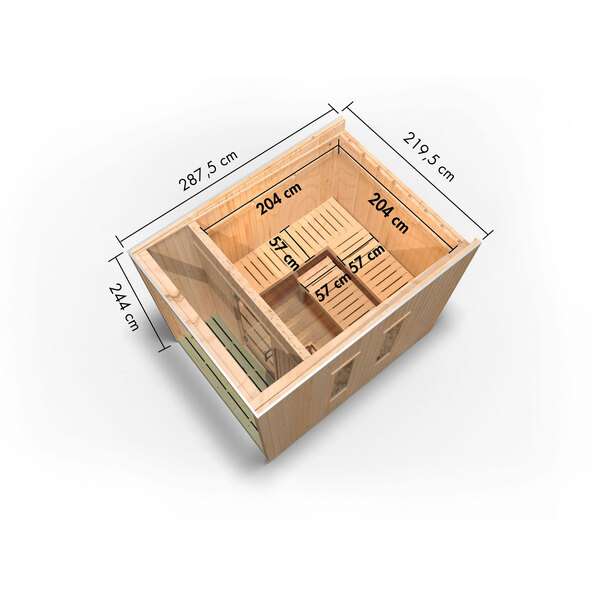 Elisa sauna house, including oven, natural finish