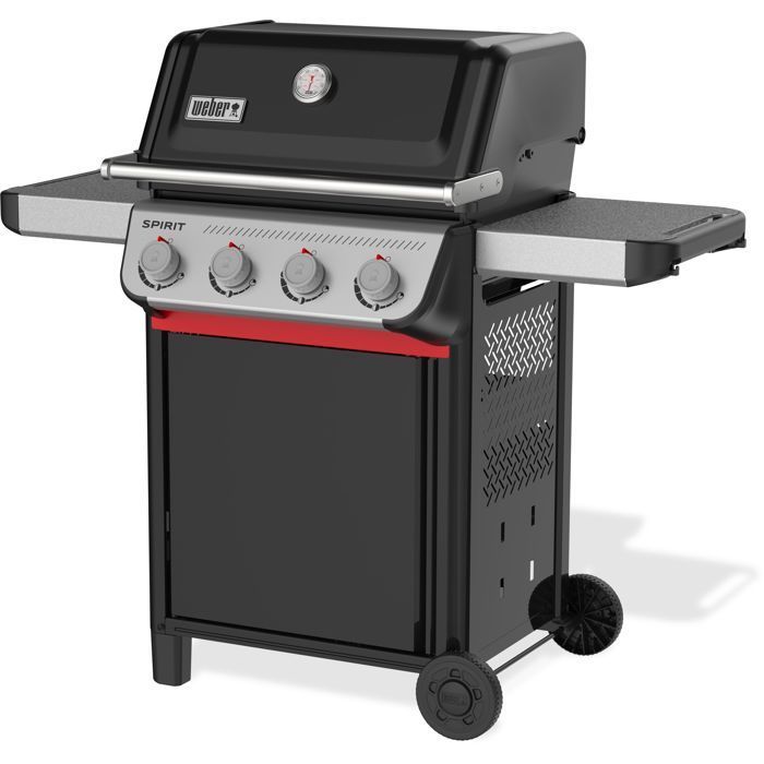 Barbecue à gaz - Weber - Spirit E-410 - Thermomètre analogique - Fonte d'aluminium - Tablettes latérales - Noir