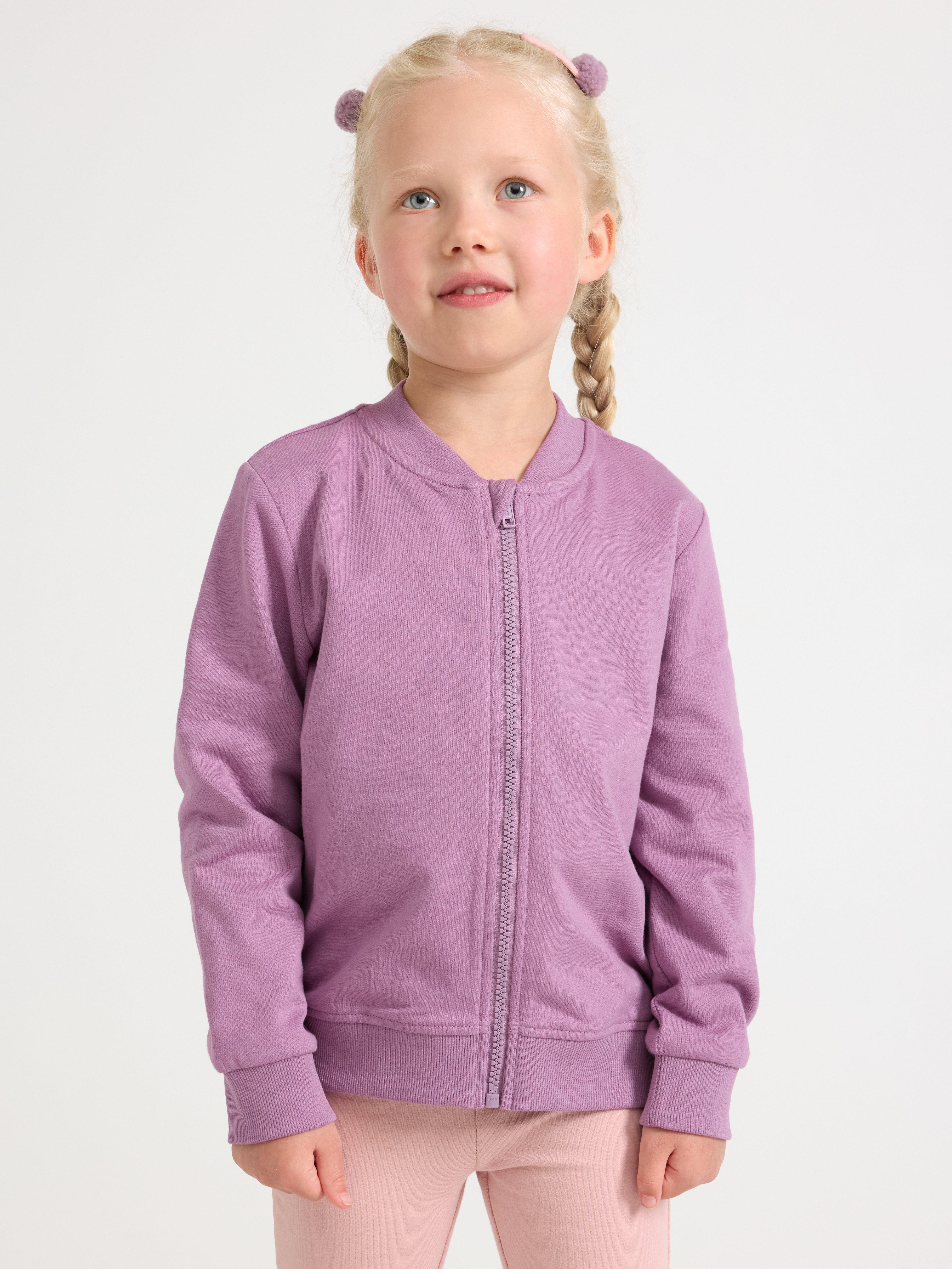 Sudadera con cremallera color lila claro empolvado