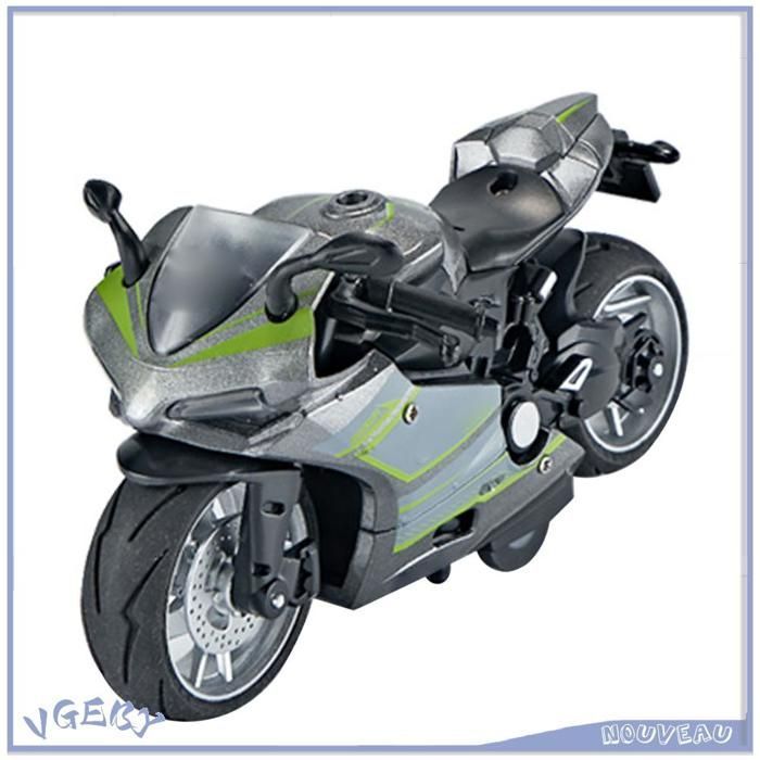 VGEBY Leksaksmotorcykelmodell, Skala 1:14 Legering Plast Dragbar Leksaksmotorcykel med Ljud och Leksaker, Röd och Silver