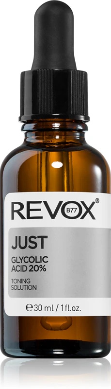 „Revox B77 JUST“ 20 % glikolio rūgšties lyginamasis ir šveičiamasis veido serumas