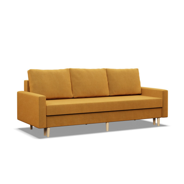 Kanapa, sofa rozkładana z funkcją spania żółta