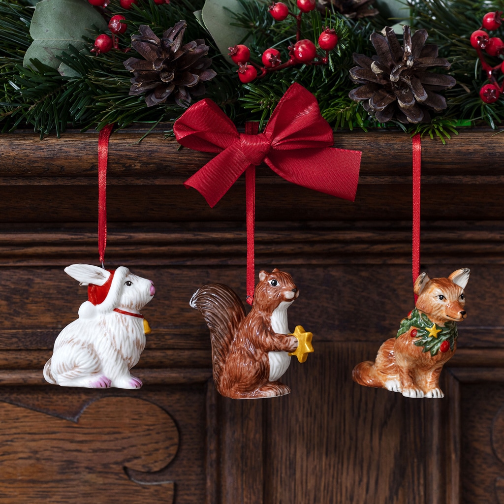 Villeroy & Boch, lot de 4 ornements décoratifs « Animaux de la forêt ». Ornements nostalgiques – 1 pièce