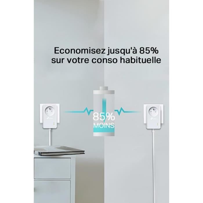 CPL 600 Mbps - TP-Link TL-PA4015P KIT - Prise CPL avec 1 Port Ethernet et Prise Intégrée - Boitier CPL Kit de 2