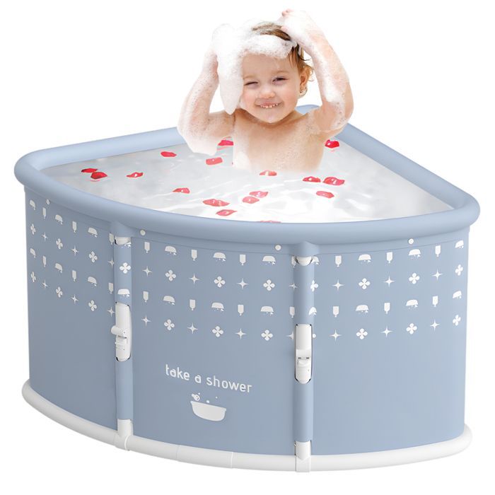 Baignoire pliable en éventail, grande baignoire pliable, pour adultes et enfants,Bleu