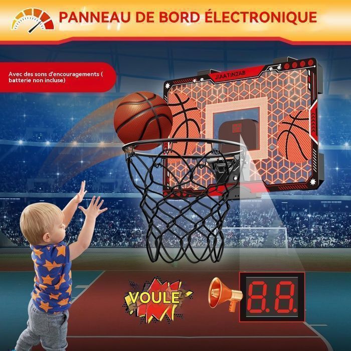Canestro da basket da interno, mini canestro in acrilico per bambini, da parete, con 4 palloni, giochi di basket, giocattoli, regalo per ragazzi