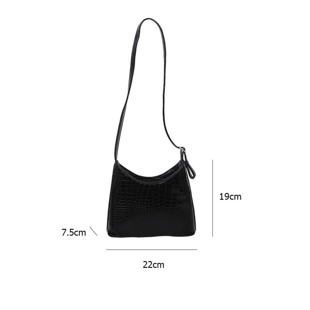 Borsa a tracolla da donna con motivo a pietra, in pelle PU, stile retrò casual, con fibbia rotonda, da portare sotto il braccio.