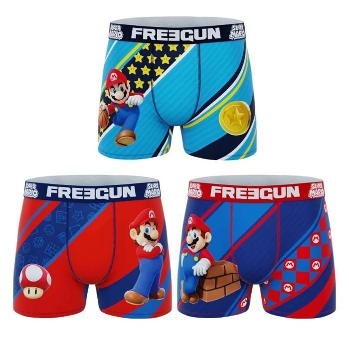 FREEGUN 3-Pack Men's Boxers Super Mario Bros 8