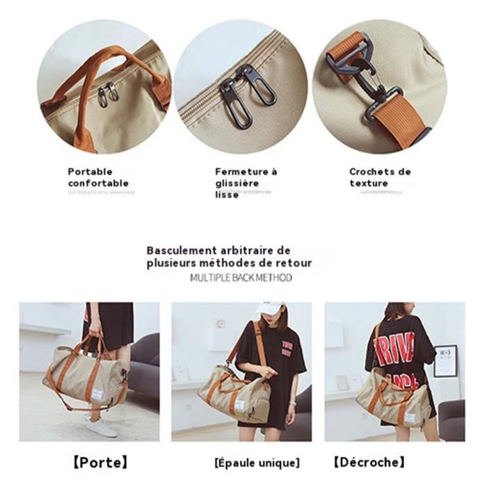 Sac de Voyage Hommes Femmes - MOBIGARLAN - WX333- Compartiment Chaussures - Gris- Imperméable  - Grand Léger