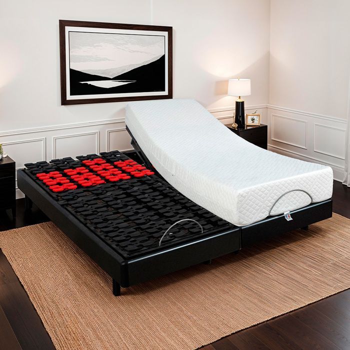 Conjunto doble: Colchón de espuma viscoelástica + Bases de cama eléctricas SuperFlex (2 x 70 x 190 cm)