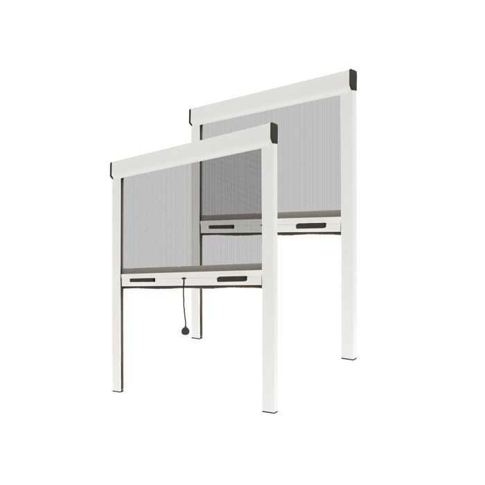 Juego de 2 mosquiteras enrollables para ventanas - 150 x 230 cm - Aluminio blanco - Protección contra insectos