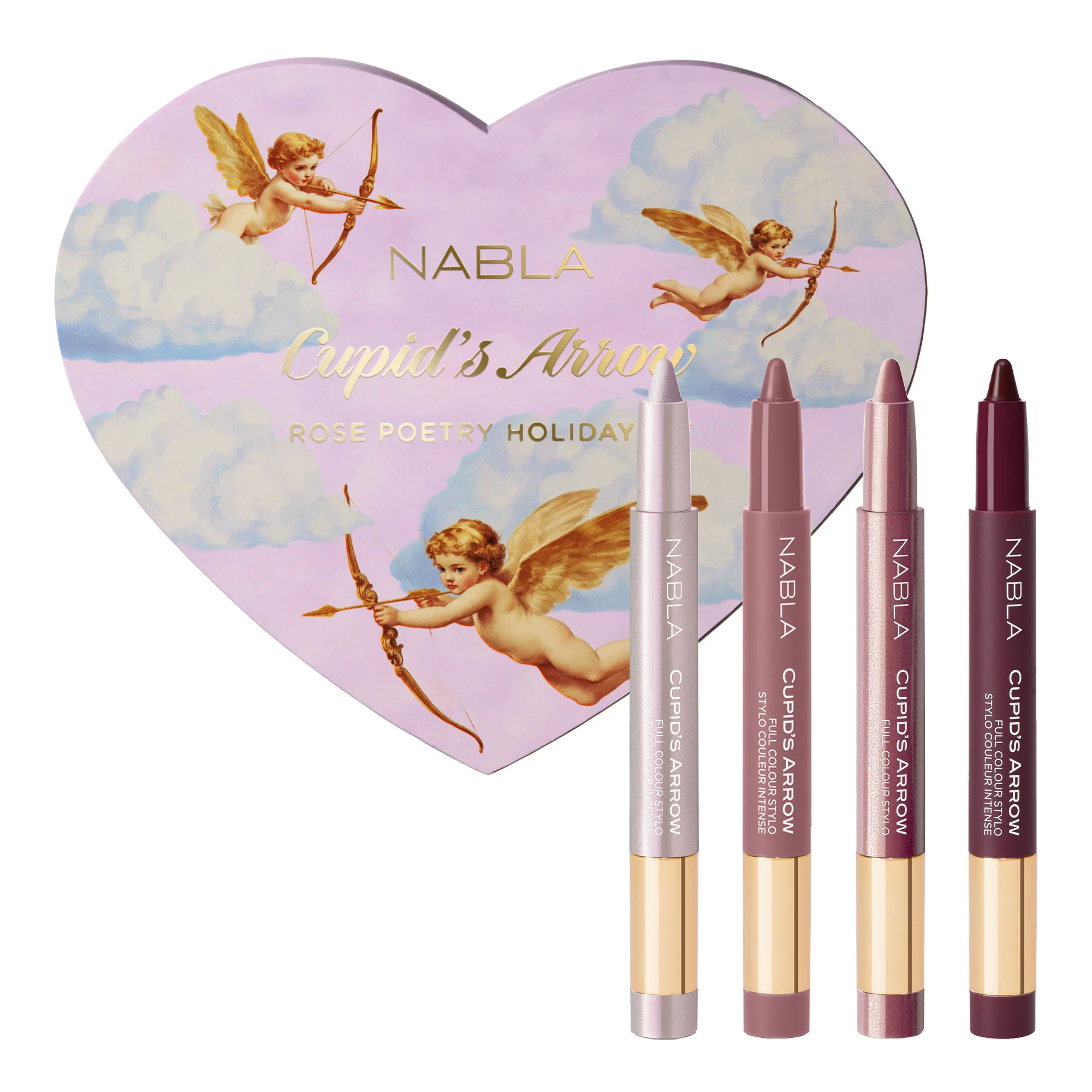 Labbra Cupid's Arrow - Rose Poetry Holiday Kit - Cofanetto Make Up, Matita occhi, Eyeliner, Ombretto crema