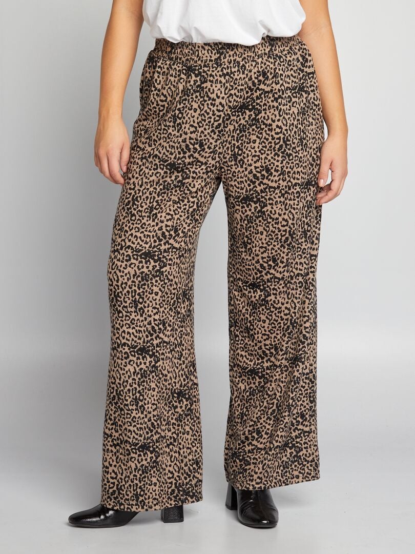 Calças de perna larga com estampa de leopardo - estampa de leopardo